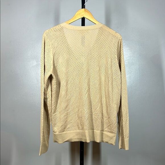 Michael Kors Cream Cardigan Sweater V-Neck Ribbed - Picture 2 of 7